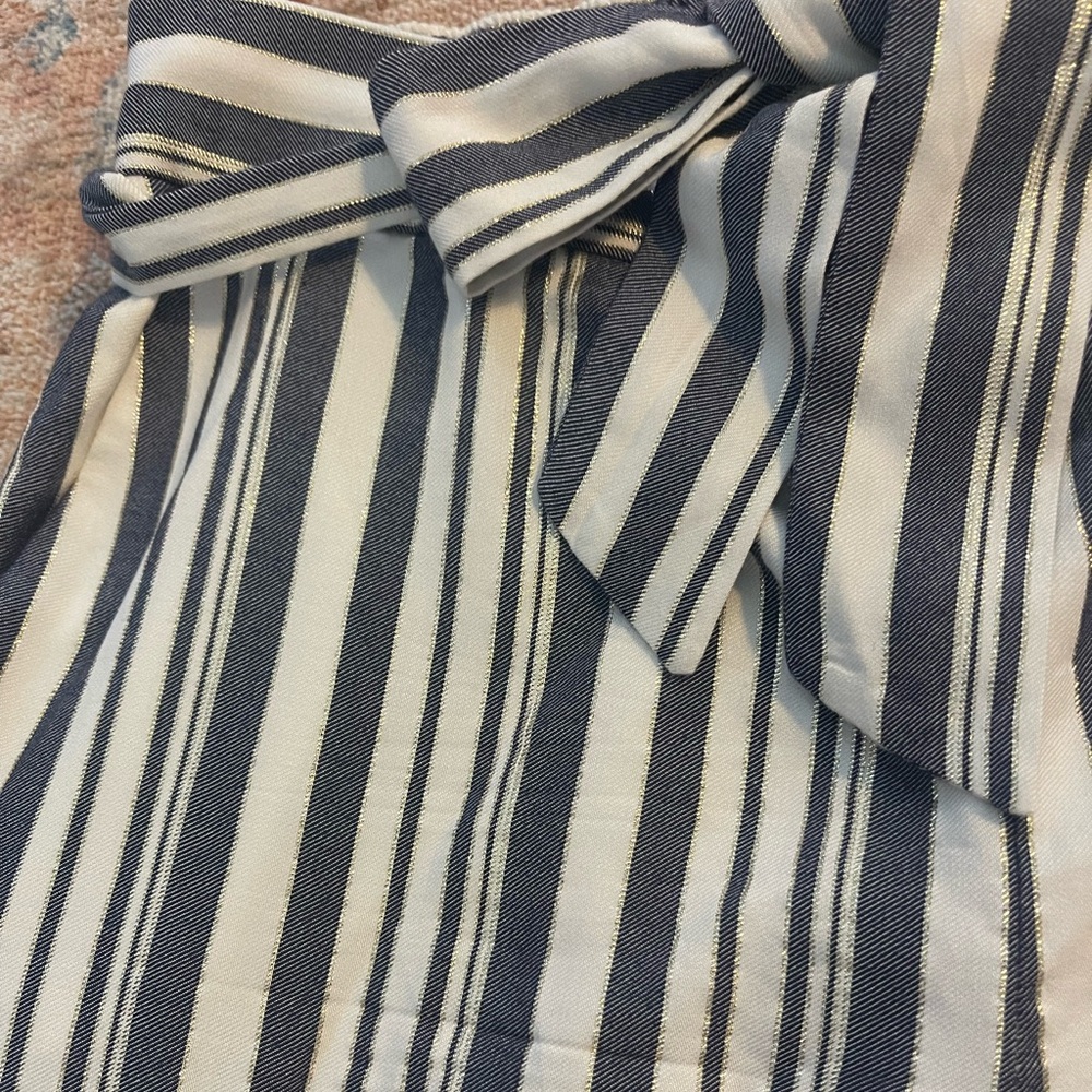 NWT Striped Wide-Leg Pants with Bow Tie - Picture 3 of 4